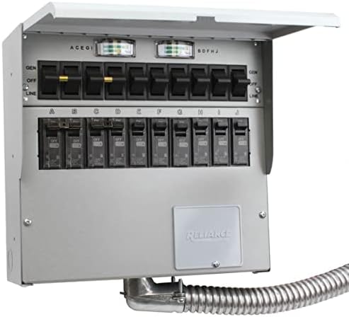 Reliance Controls 510C Pro/Tran2 50-Amp 10-Circuit Manual Transfer Switch with Watt Meters product photo