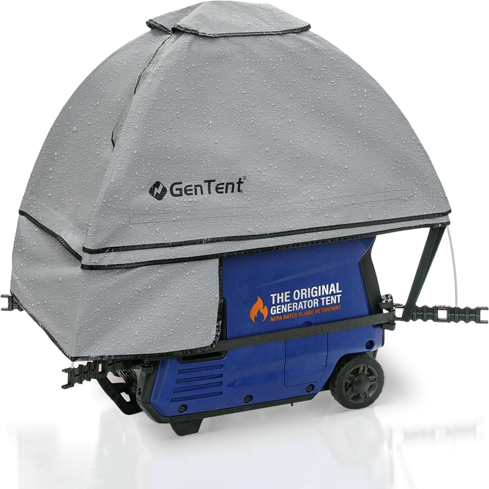 GenTent Inverter Generator Tent — NFPA Flame Retardant Vinyl Running Cover (Tan, Original Standard) product photo