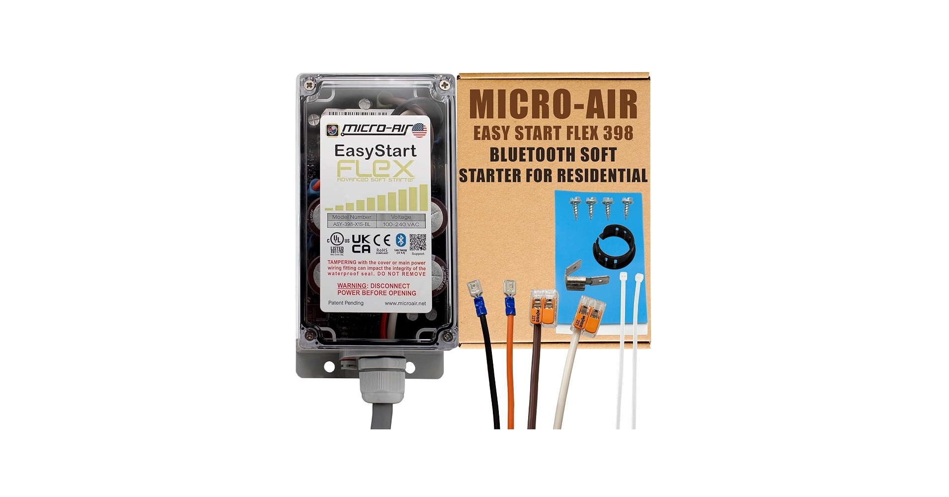MicroAir EasyStart Flex 398 Soft Start Kit with Installation Kit (ASY-398-X1S-BL) product photo