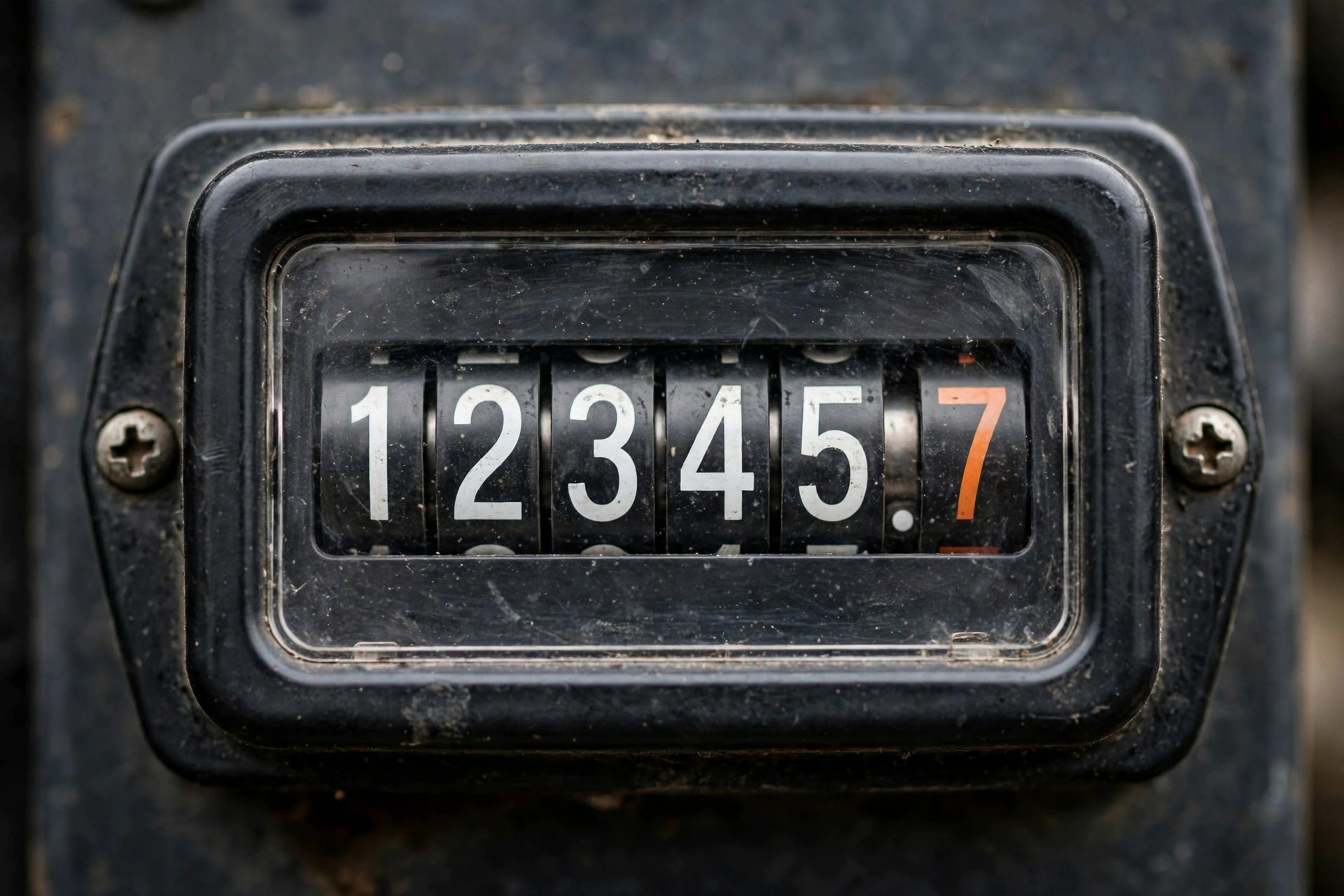 Generator hour meter display close-up showing running hours, realistic, no text